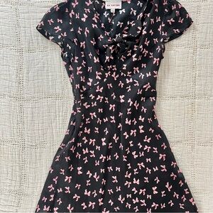 EP Yaying silk short dress size 2, black with pink bows
